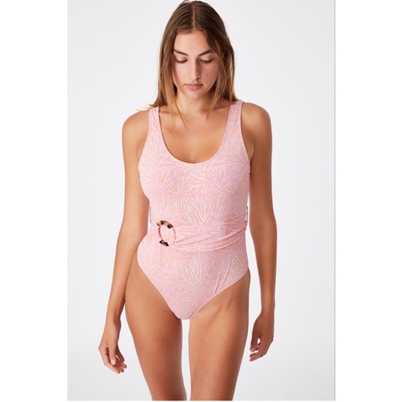 Cotton On Pink One Piece Swimsuit with Belted Waist - Picture 1 of 13